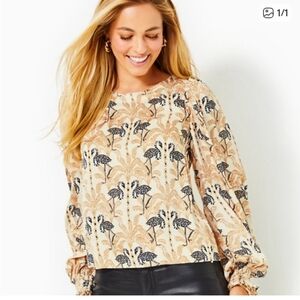 Lilly Pulitzer Everglade Long Sleeve Top in Deeper Coconut Size S